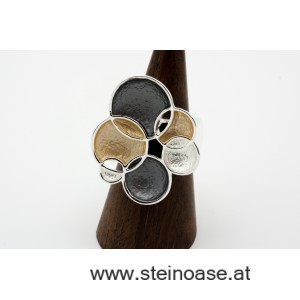 Ring 'modern'  Gold/Grau/Silber